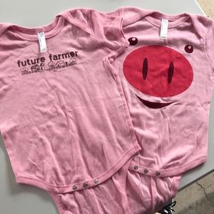 Nwot set of 2 farm girl onesies size 24 mo